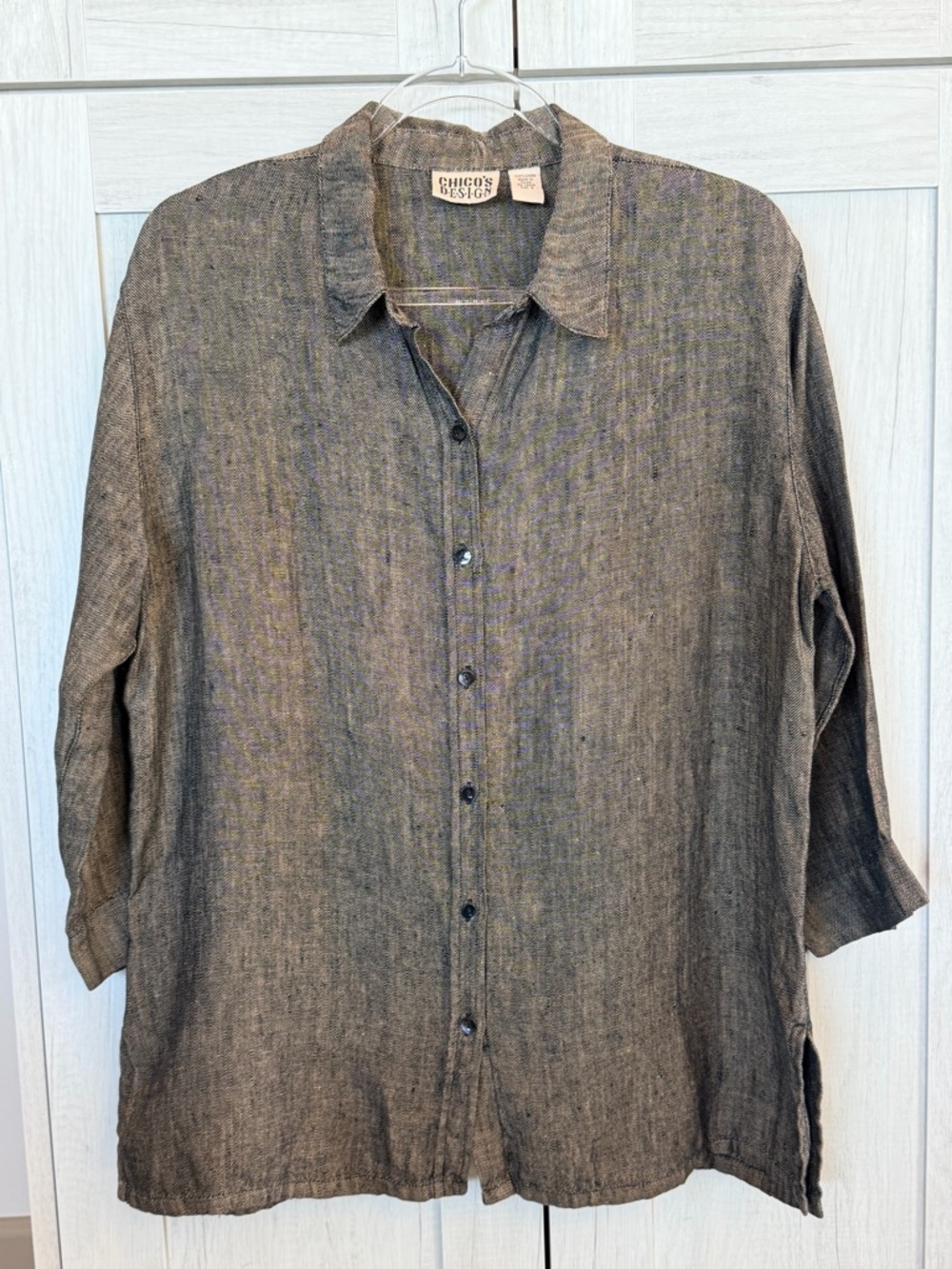 Chico's Relaxed Button-Down Shirt in Charcoal Gray